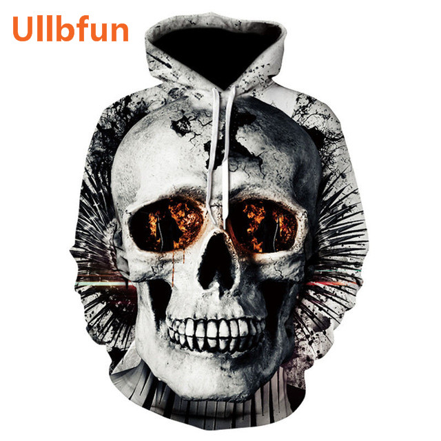 Ullbfun Sweatshirt 3D Skull Printed Pullovers Hoodies (7)
